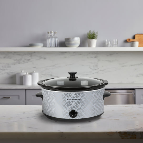 West Bend Pattern Slow Cooker, 6 Qt. Capacity, in Silver- Lifestyle