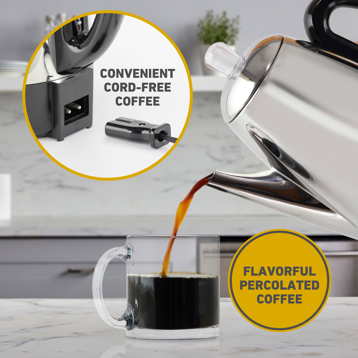 WEST BEND パーコレーター 本体 West Bend Classic 12-Cup Coffee Percolator, Cordless Serving