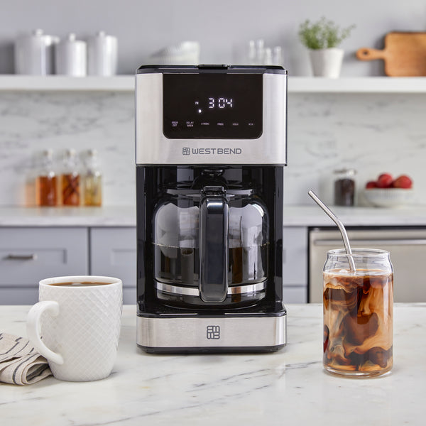 West Bend 12 Cup Hot & Iced Coffee Maker, in Stainless Steel- Lifestyle