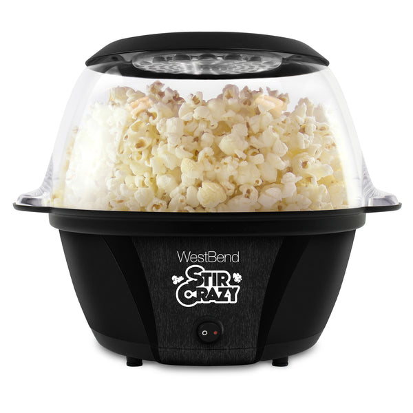 West Bend Stir Crazy Stirring Oil Popcorn Machine, 6 Qt. Capacity, in Black