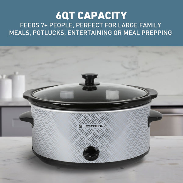 West Bend Pattern Slow Cooker, 6 Qt. Capacity - West Bend