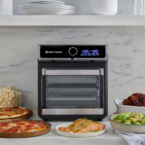 West Bend 15 Qt. Air Fryer Oven with 16 Presets, in Black- Lifestyle