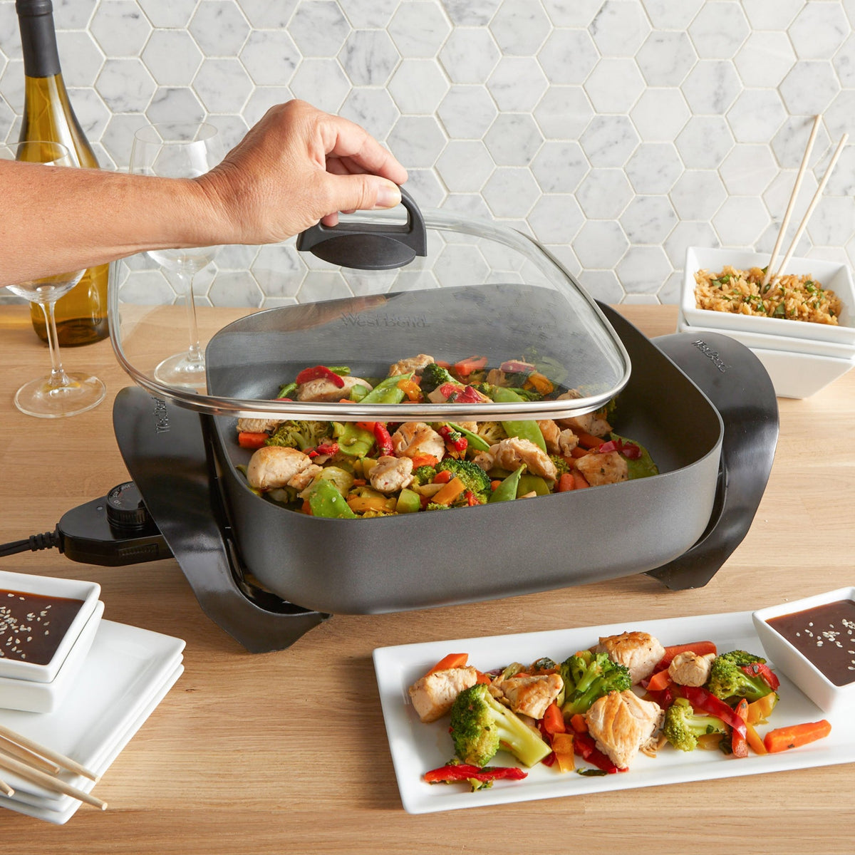 West Bend 12-Inch Family-Sized Electric Skillet with Diamond