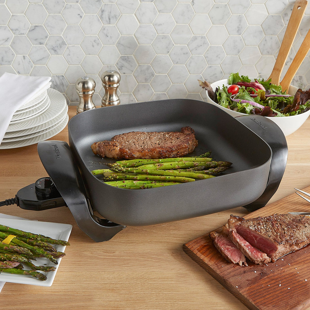 Family-Sized Electric Skillet with Diamond Shield Nonstick Coating, 12-Inch