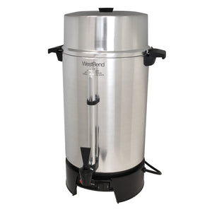 West Bend Polished Aluminum Coffee Urn, 33600, 100 Cup, 1500W - West Bend
