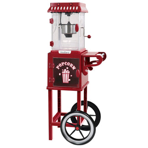 West Bend Compact Popcorn Machine and Cart, 10-Cup Capacity, in Red