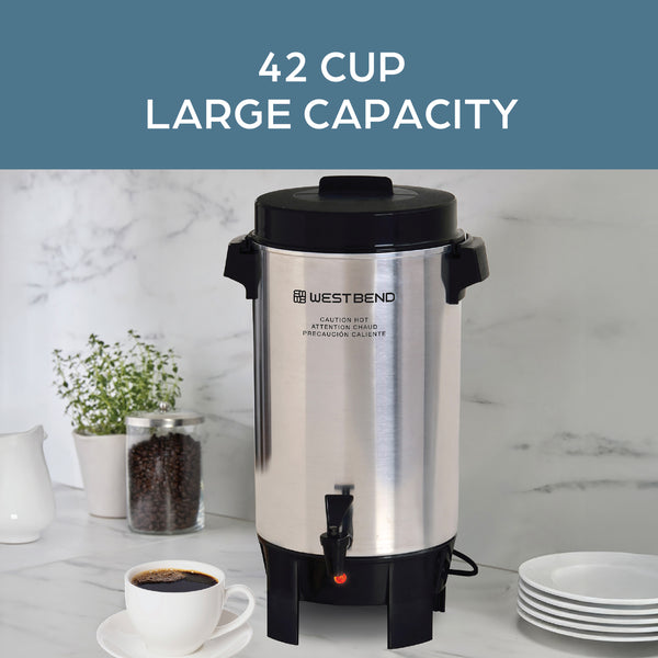 West Bend Polished Aluminum Coffee Urn, CU0042PA23, Silver, 42 Cup