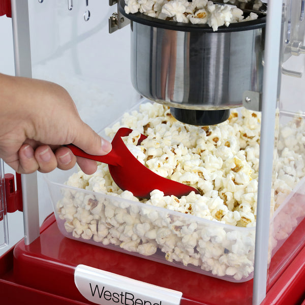 West Bend Compact Popcorn Machine and Cart, 10-Cup Capacity, in Red- Lifestyle