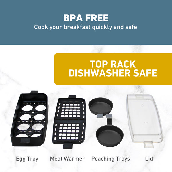 West Bend Multifunctional Breakfast Station 2-Slice Toaster with Egg Cooker and Meat Warmer