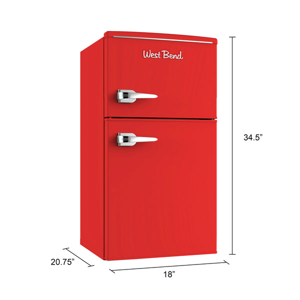 West Bend Retro Compact Refrigerator and Freezer, 3.0 cu. ft., in Red