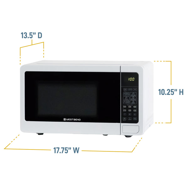 0.7 cu. ft. microwave oven dimension diagram with depth, width, and height labels