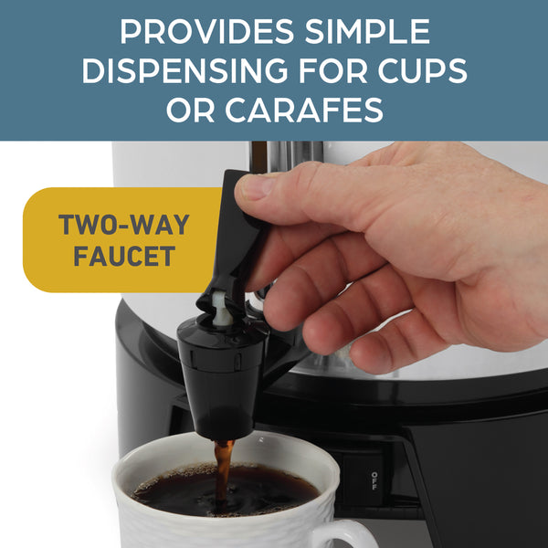 West Bend Polished Aluminum Coffee Urn, 33600, 100 Cup, 1500W