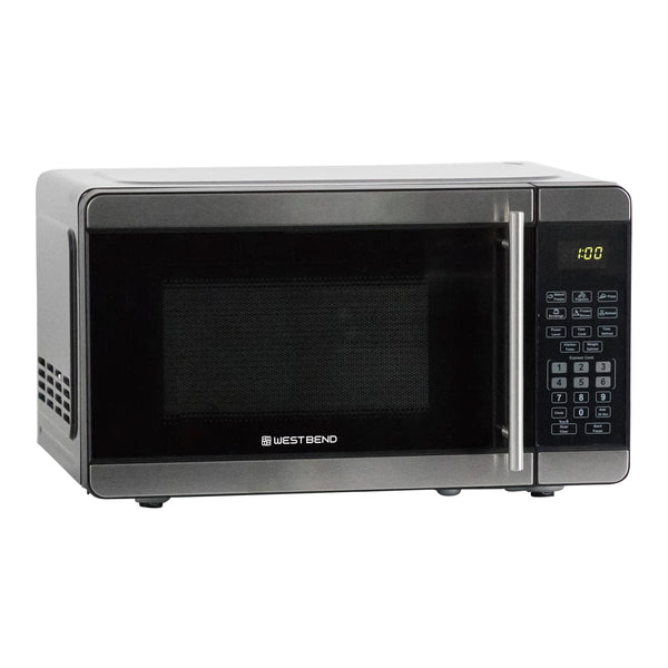 0.7 cu. ft. microwave oven with black front, right keypad, and lit display