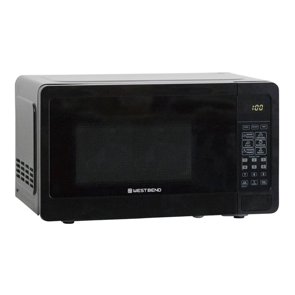 0.7 cu. ft. microwave oven with black front window and lit display on right