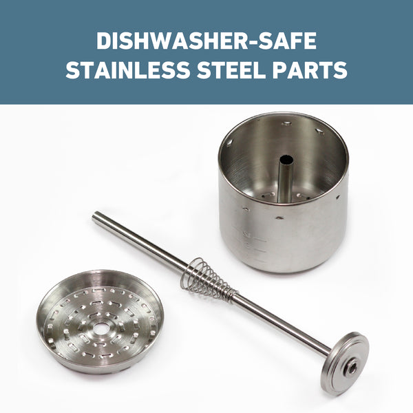 Stainless steel coffee percolator interior parts: basket plate and tube with spring