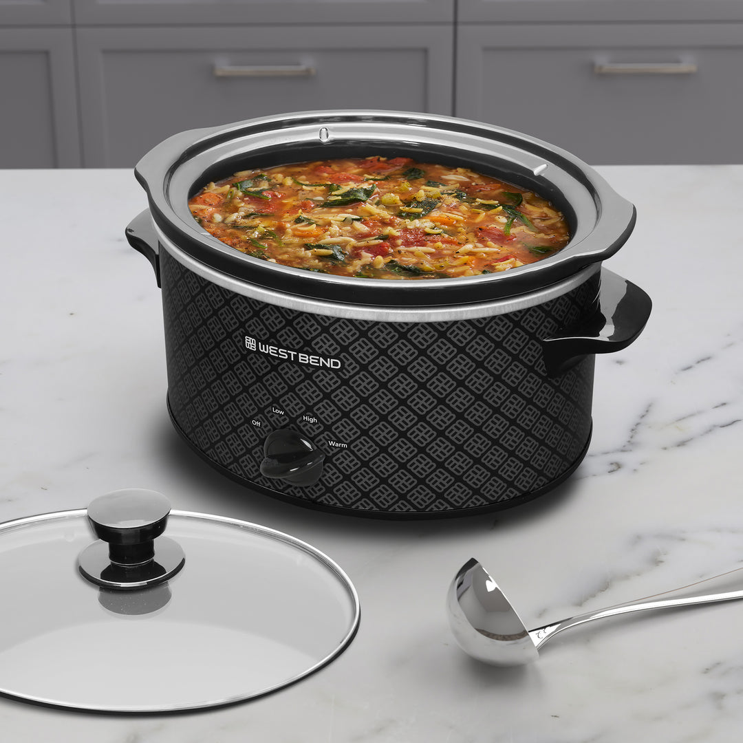 West Bend Pattern Slow Cooker, 4 Qt. Capacity in Black (SCWB4QPTBK13)