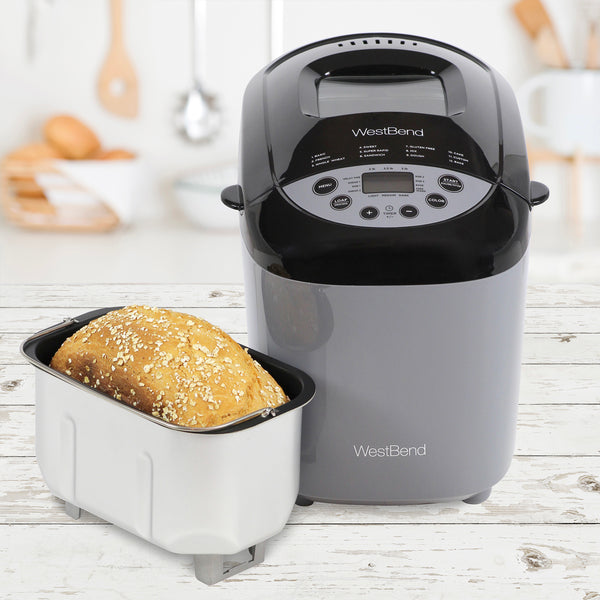 West Bend Hi-Rise Bread Maker with 12 Preset Digital Controls, in Gray- Lifestyle