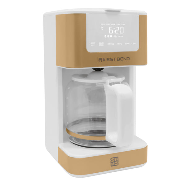 West Bend Timeless 12 Cup Hot & Iced Coffee Maker, in White/Gold