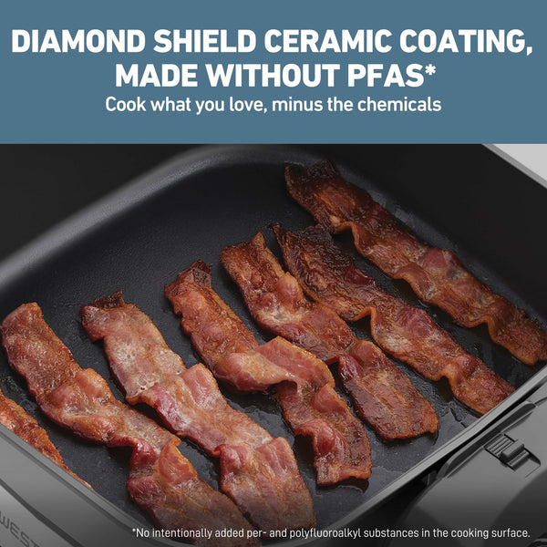 West Bend 11" 4.2 Quart Electric Skillet with Foldable Base - West Bend