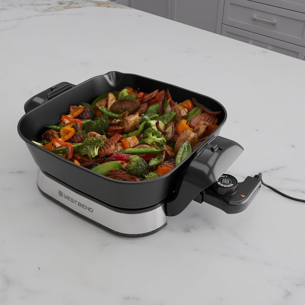 West Bend 11" 4.2 Quart Electric Skillet with Foldable Base - West Bend
