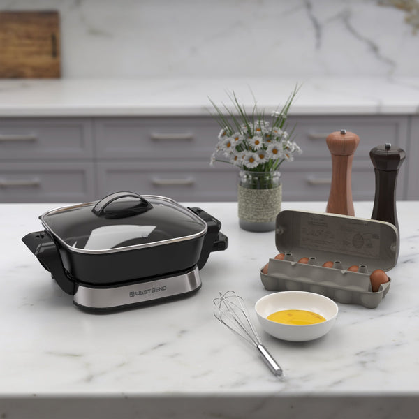 West Bend 11" 4.2 Quart Electric Skillet with Foldable Base - West Bend