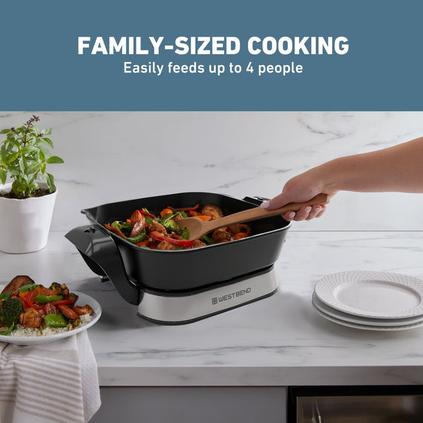 West Bend 11" 4.2 Quart Electric Skillet with Foldable Base - West Bend