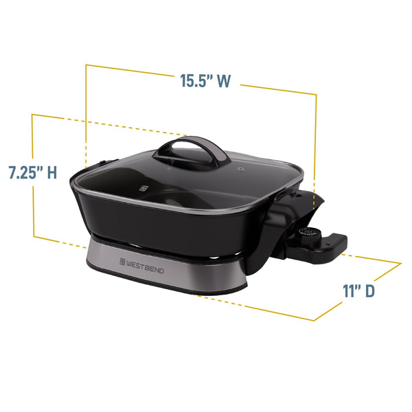West Bend 11" 4.2 Quart Electric Skillet with Foldable Base - West Bend