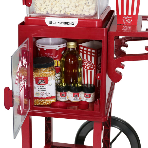 West Bend Compact Popcorn Machine and Cart, 10 - Cup Capacity - West Bend