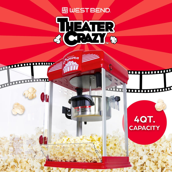 West Bend Theater Crazy Stirring Oil Popcorn Maker, 4 Qt. Capacity - West Bend