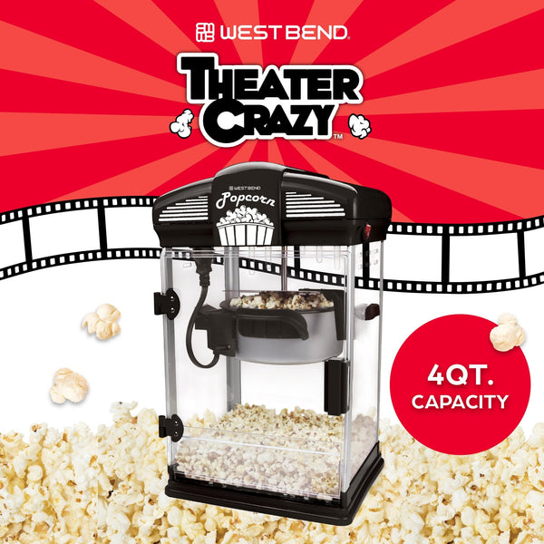 West Bend Theater Crazy Stirring Oil Popcorn Maker, 4 Qt. Capacity - West Bend