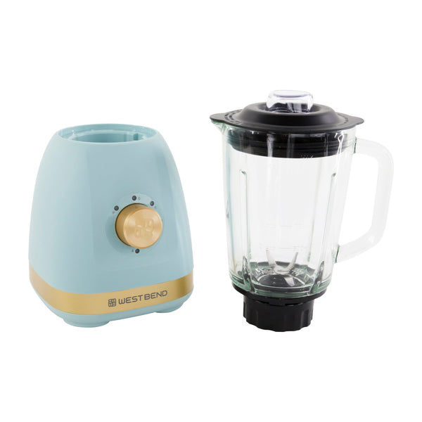 West Bend Timeless 5 Speed Multi - Function Blender, 48 oz Glass Jar, with Travel Cup - West Bend