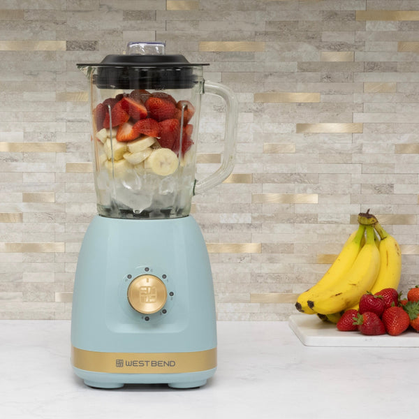 West Bend Timeless 5 Speed Multi - Function Blender, 48 oz Glass Jar, with Travel Cup - West Bend