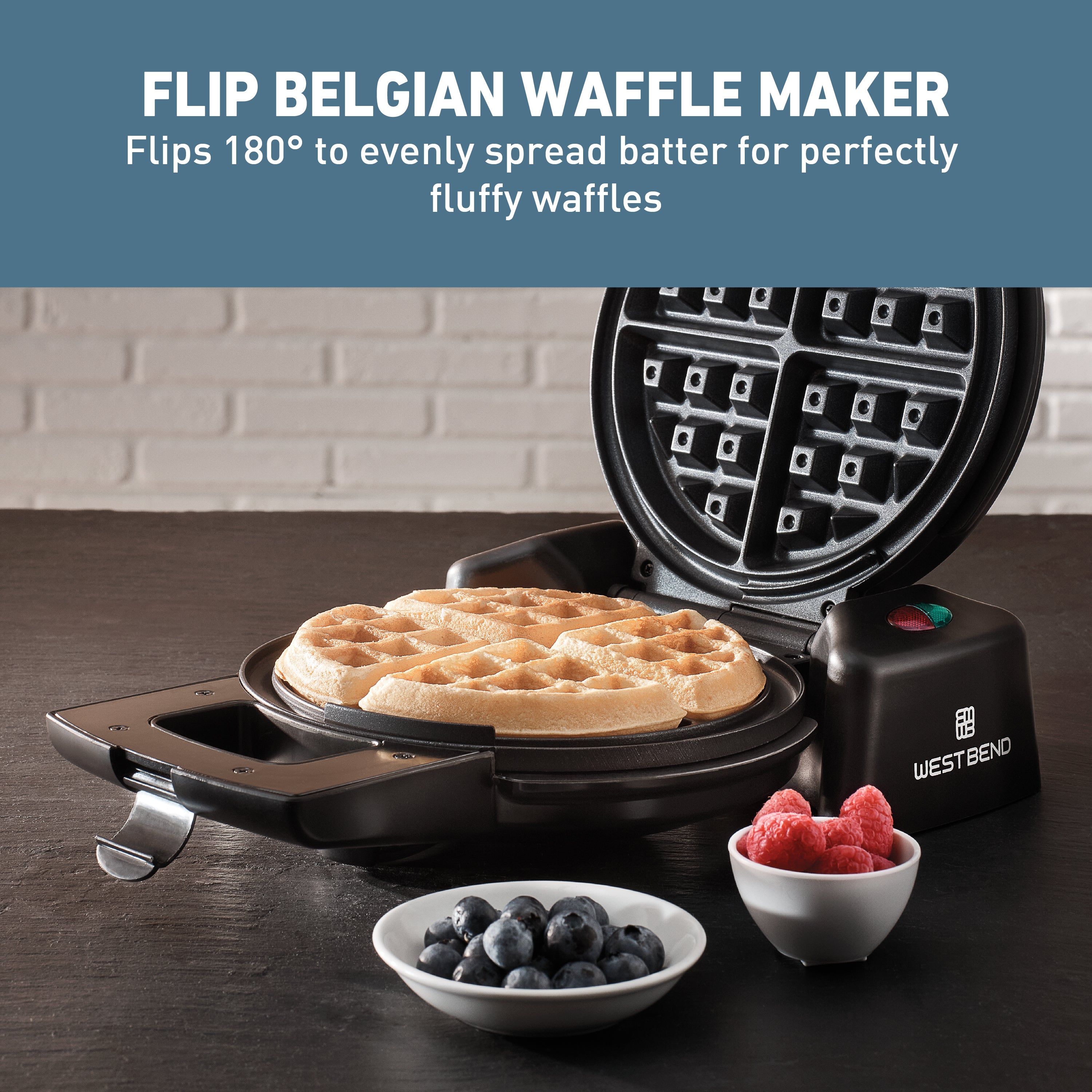 West Bend Flip Belgian Waffle Maker, in Black (WAWBFLBK13)