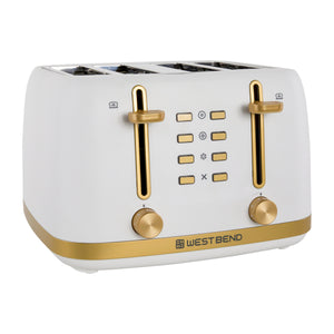 West Bend Timeless 4-Slice Toaster, in White/Gold