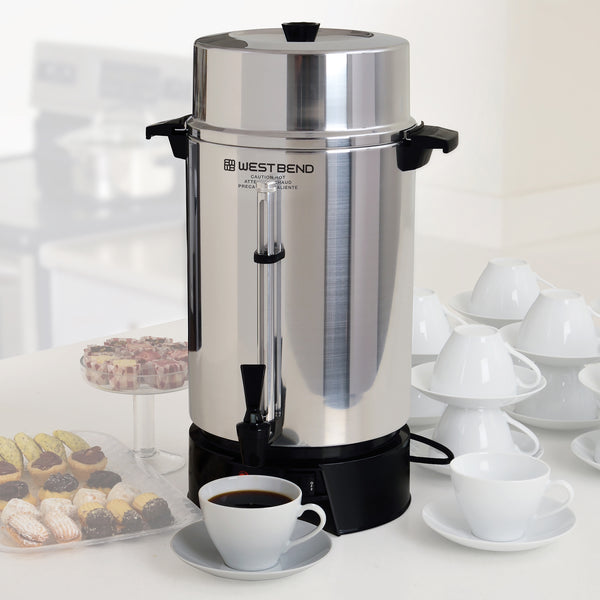 West Bend Polished Aluminum Coffee Urn, 33600, 100 Cup, 1500W