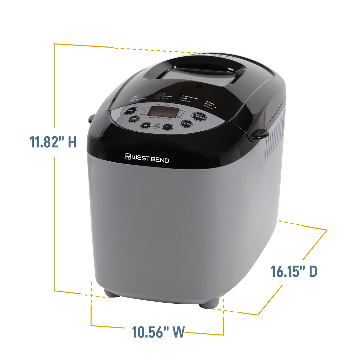 West Bend Hi-Rise Bread Maker with 12 Preset Digital Controls, 3 lb ...