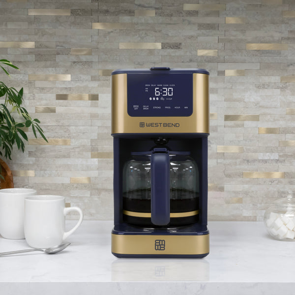 West Bend Timeless 12 Cup Hot & Iced Coffee Maker, in Slate Blue- Lifestyle