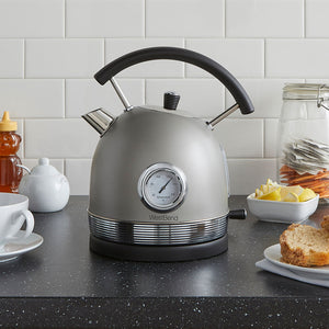 West Bend 1.7L, Retro-Style, Stainless Steel Electric Kettle, 1500 Watts, Gray