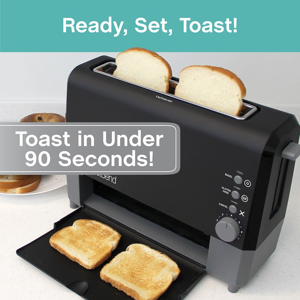 West Bend 77224 Toaster 2 Slice QuikServe Wide Slot Slide Through with  Bagel and Gluten-Free Settings and Cool Touch Exterior Includes Removable
