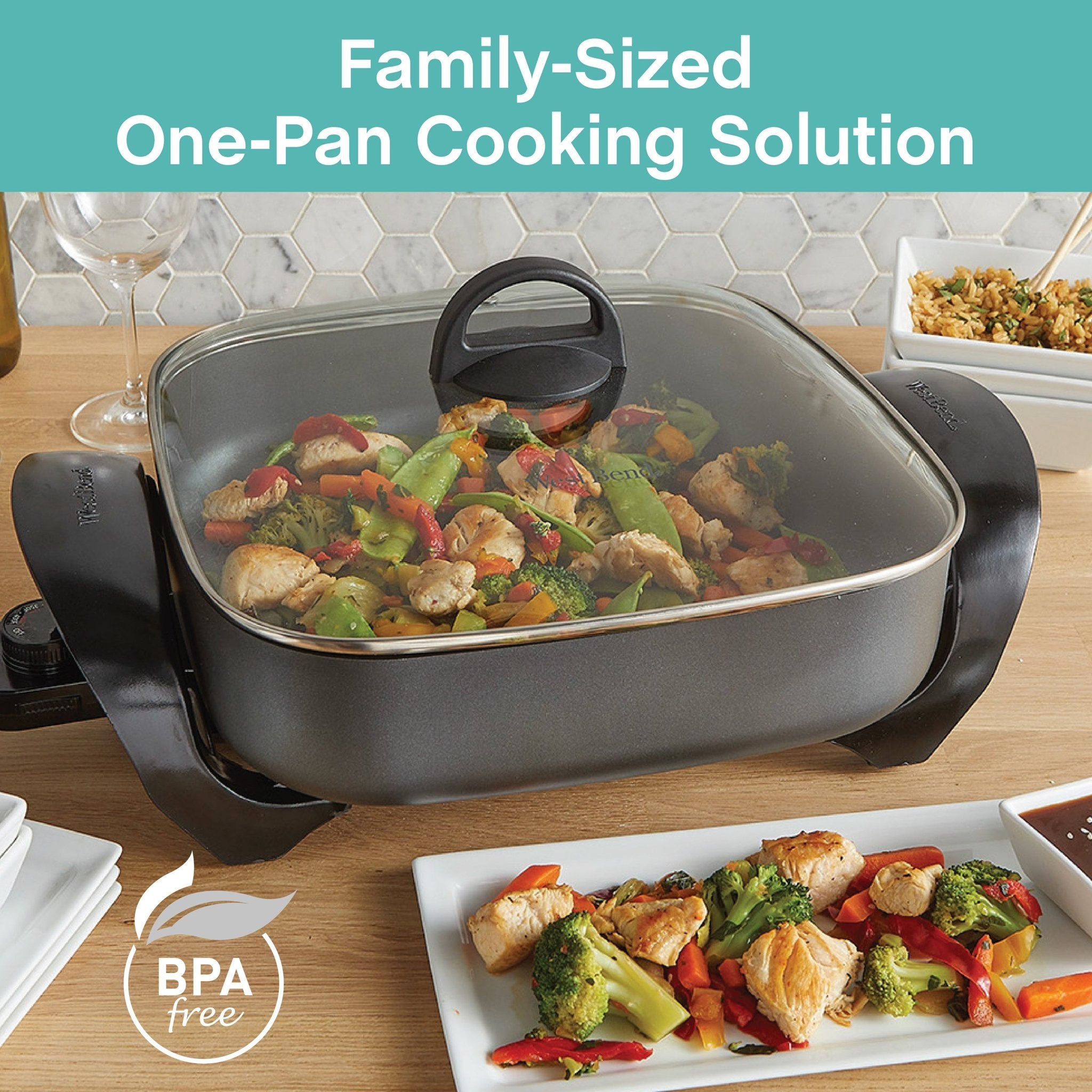 12-Inch Nonstick Electric Skillet - Family-Sized Serves 4 to 6 People