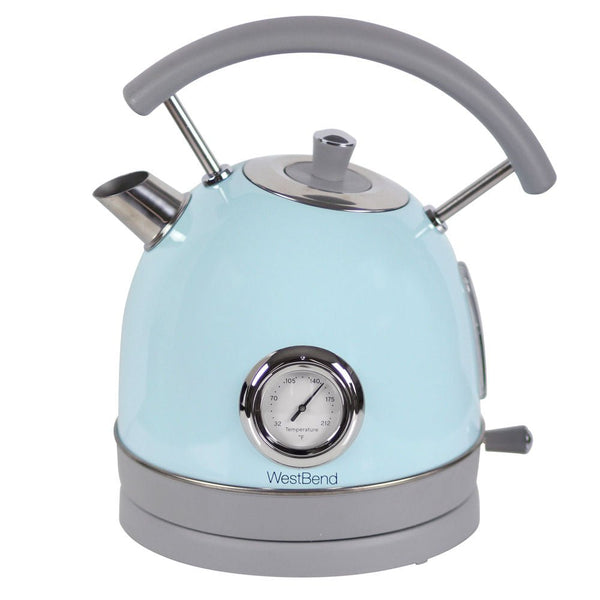 West Bend 1.7L, Retro-Style, Stainless Steel Electric Kettle, 1500 Watts, Blue - West Bend