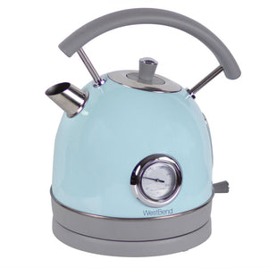 West Bend 1.7L, Retro-Style, Stainless Steel Electric Kettle, 1500 Watts, Blue - West Bend