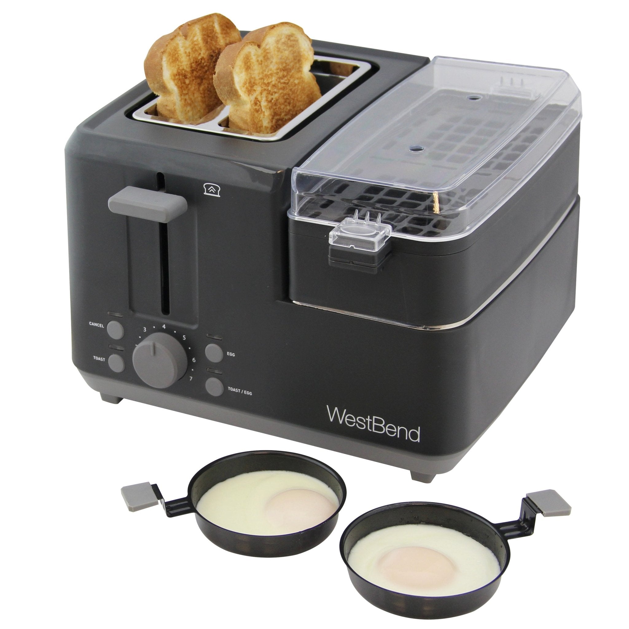 Honoen 5 in 1 Breakfast Station Center - Dual Breakfast Sandwich Maker, 2  Slice Toaster -Durable for Rolls, Bagels, English Muffins, Croissants and
