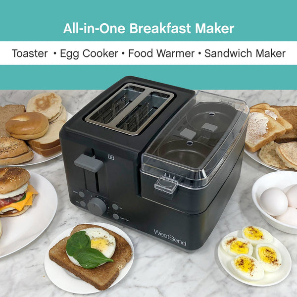 West Bend 2-Slice Toaster with Egg Cooker and Meat Warmer - West Bend