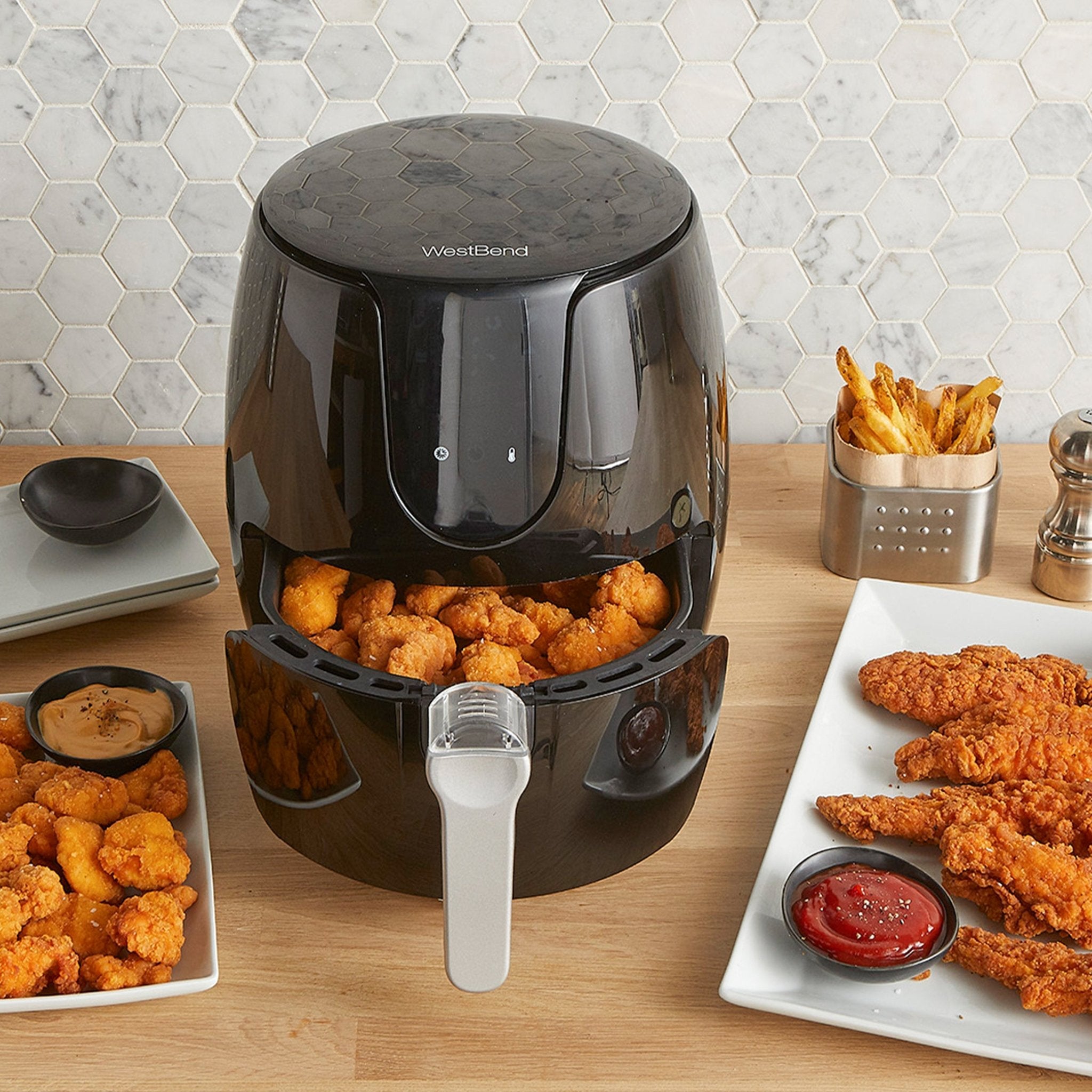  West Bend Air Fryer 7-Quart Capacity with Digital Controls View  Window and 13 Cooking Presets, Nonstick Frying Basket, 1700-Watts, Black :  Home & Kitchen