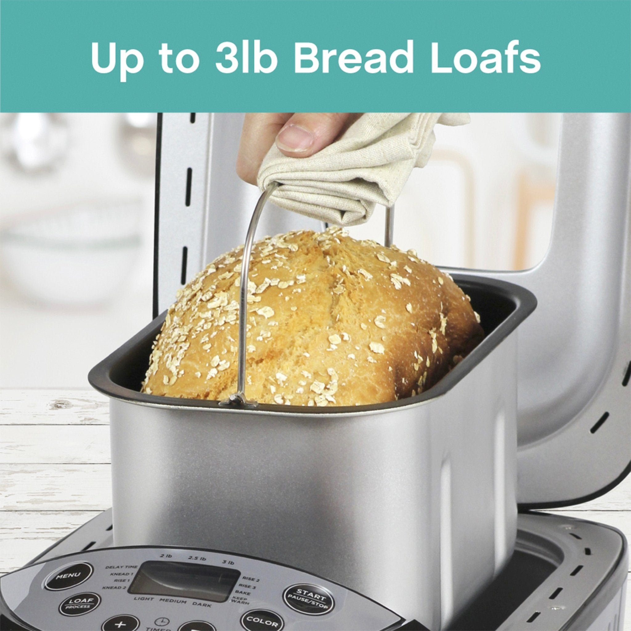 West Bend Hi-Rise Bread Maker with 12 Preset Digital Controls, 3 lb  Capacity, in Gray (47413)